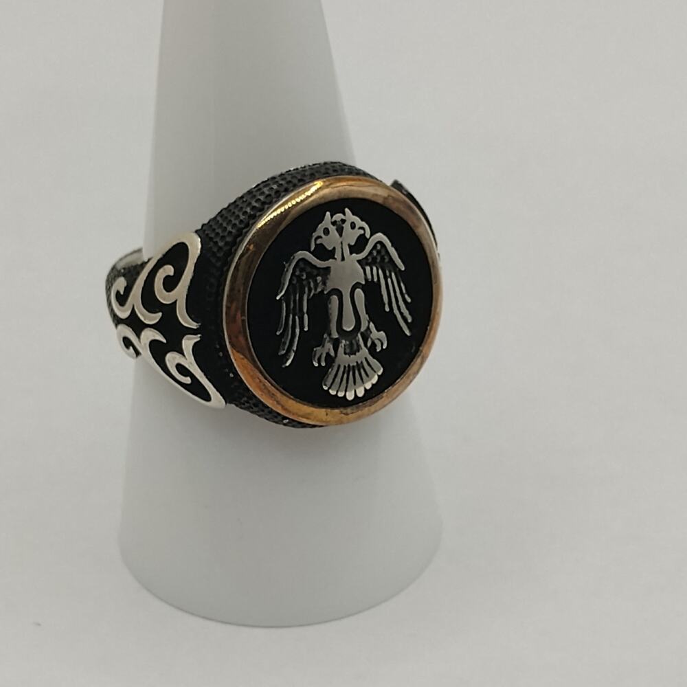 Eagle Ring in Matt Black Finish on Sterling Silver sz 9 - Picture 2 of 6